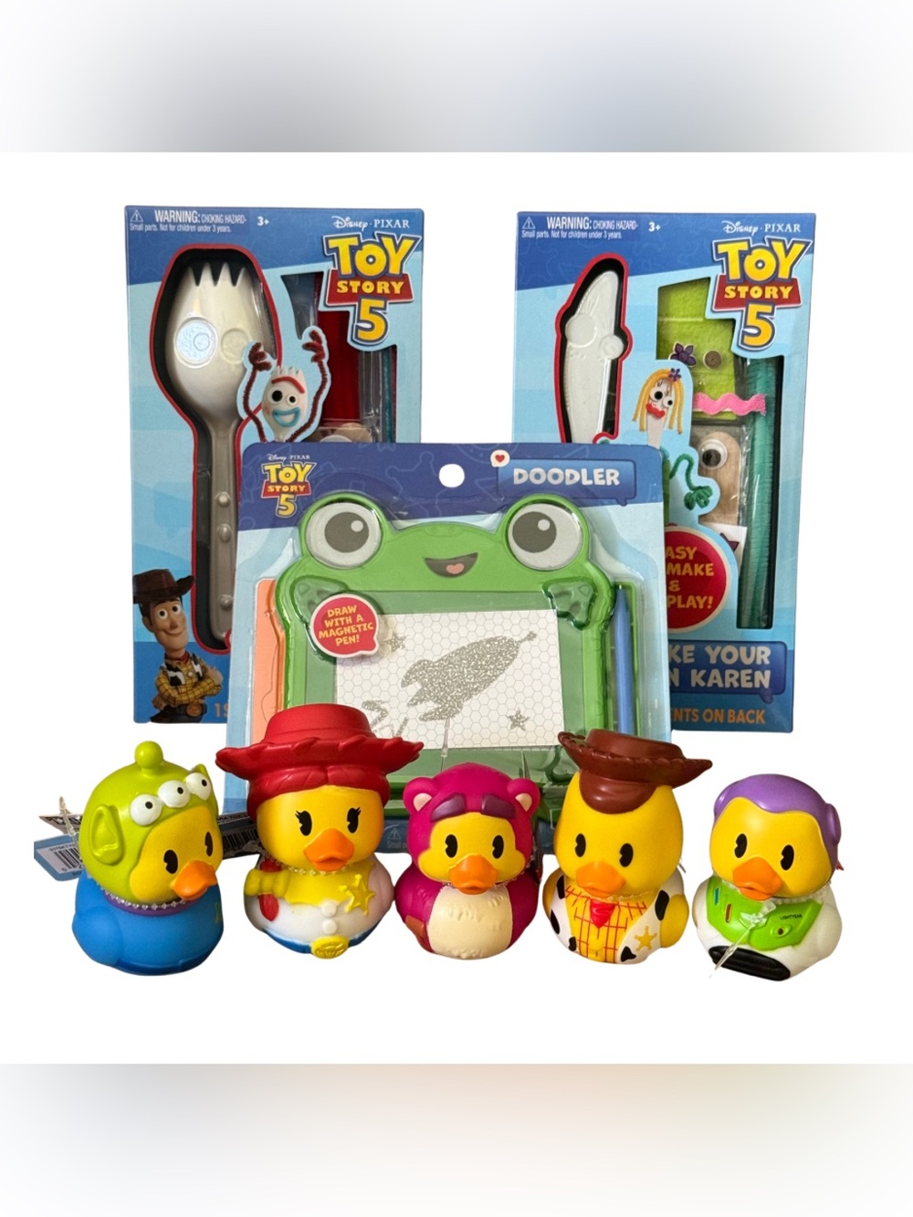 Toy Story 5 Mega Bundle Forky Karen Lilypad Doodler + Duckalooz Rubber Duck Set